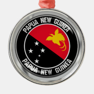 Papua Nya Guinea Round Emblem Julgransprydnad Metall