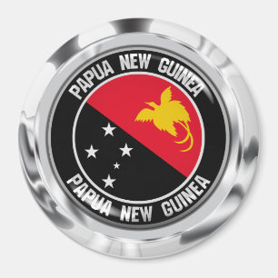 Papua Nya Guinea Round Emblem Magnet
