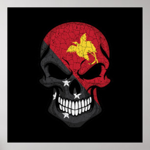 Papua Nya Guinea Smiling Skull Flagga Poster