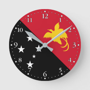 Papua Nya Guineas flagga Rund Klocka