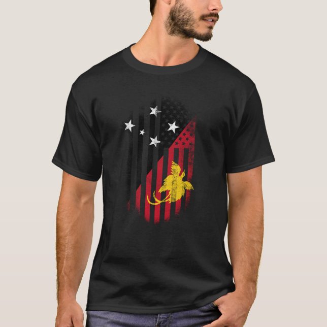 Papuanamerikanska flaggan   Papua Nya Guinea och T Shirt (Framsida)