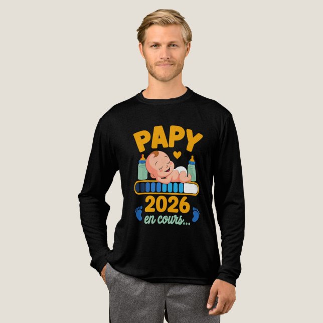 Papy 2026 Idée Annonce Grossesse Futur Grand-Père  T Shirt (Hel framsida)