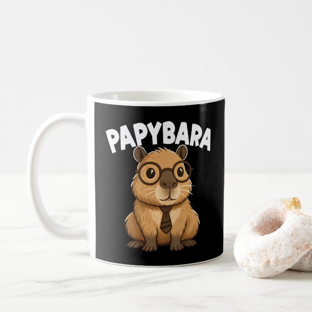 Papybara Funny Capybara Pappa Kaffemugg (Med munk)