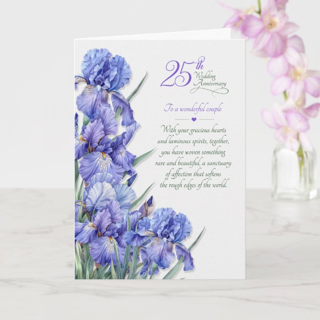 Par 25-års bröllopsdag lila Iris Kort (Orkide)