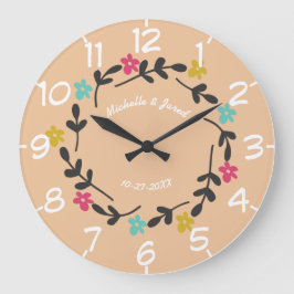 Par Äktenskapligt Jubileum Modern Blomsterkrans Stor Klocka