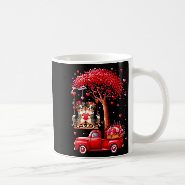Par Australiensiska Herdehundar Alla hjärtans dag  Kaffemugg (Höger)