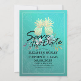 par av bröllop spara datum i modern Guld-ananas pa Datumet