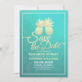 par av bröllop spara datum i modern Guld-ananas pa Datumet