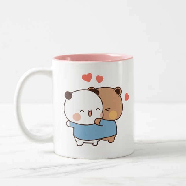 par av bubu och dudu Mjölk och Mocha Bears Kawaii Två-Tonad Mugg (Vänster)