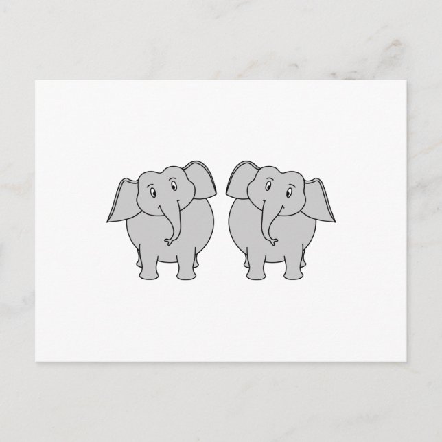 Par av Cute Elephants. Par. Vykort (Framsida)