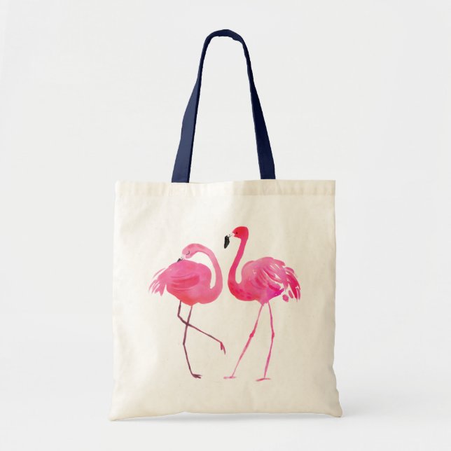 Par av Cute Rosa Flamingo Illustration Tygkasse (Framsidan)