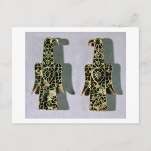 Par av Eagle-Shaped Brooches (metall och emel) Vykort