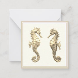 Par av Golden Seahorse Sea Ocean Animal Wildlife Anteckningskort