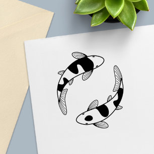 Par av japansk koi Fish Självfärgande Stämpel