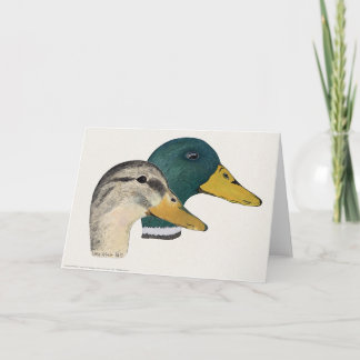Par av Mallard Ankor, Drake och Hen, vattenfärg Kort