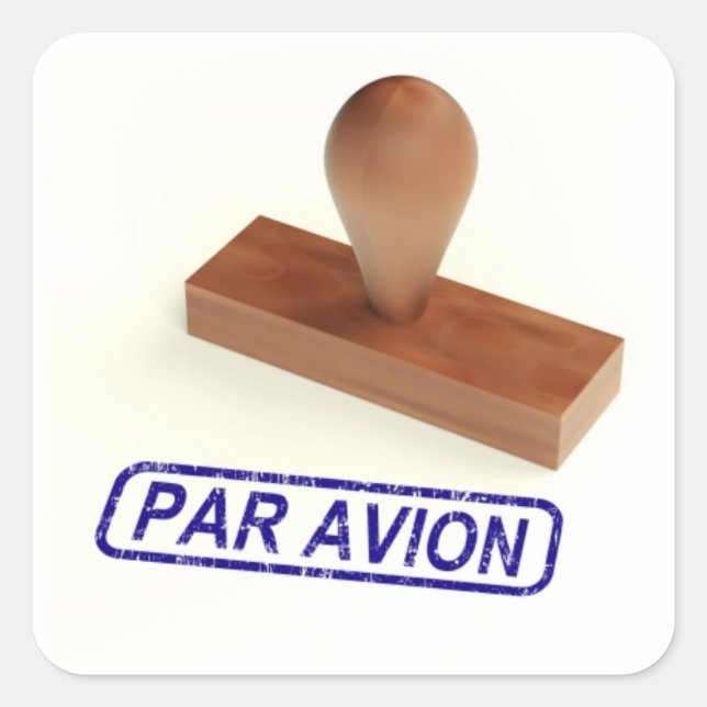 Par Avion Luft Mail Fyrkantigt Klistermärke (Framsida)