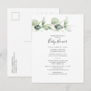 Par Baby Shower Eucalyptus Greenery Löv Inbjudan Vykort