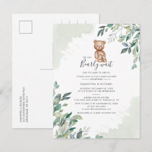 Par Baby Shower Eucalyptus Greenery Script Inbjudan Vykort