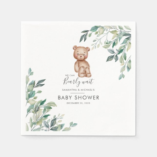 Par Baby Shower Eucalyptus Greenery Script Pappersservett (Framsidan)