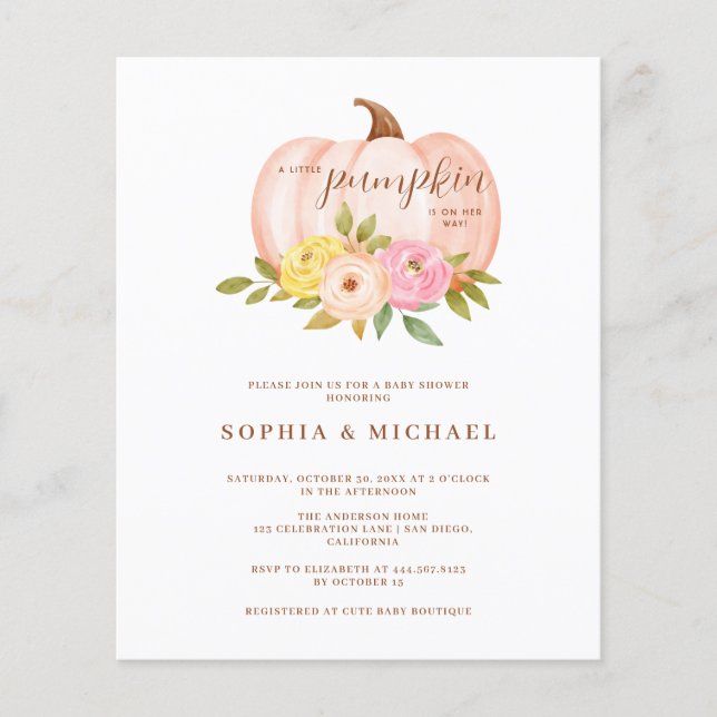 Par Baby Shower för Blommigt  Pumpkin (Framsida)