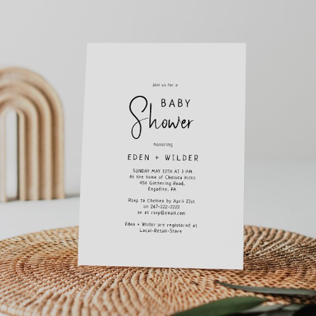 Par Baby Shower för enkel modern Neutralt Inbjudningar (Skapare uppladdad)