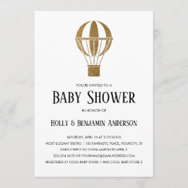 Par Baby Shower Guld Glitter, Luftballong Inbjudningar