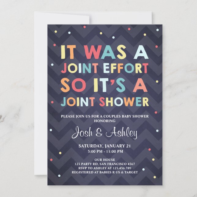 Par Baby Shower-inbjudan, kodschema-hanterare Inbjudningar (Framsida)