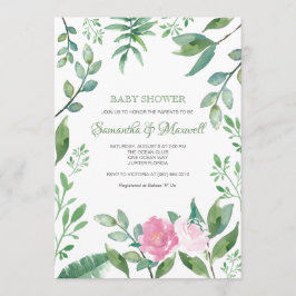 Par Baby Shower-inbjudan Rosa ros Inbjudningar