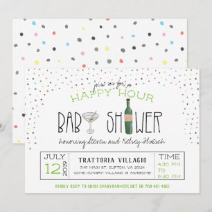 Par Baby Shower Lycklig Hour Inbjudningar