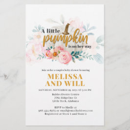 Par Baby Shower Pumpkin Blommigt-inbjudan Brevpapper