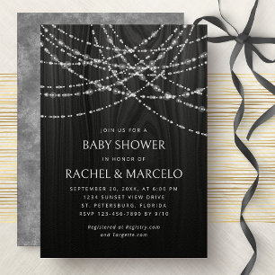 Par Baby Shower String Ljus Black Rustic Inbjudningar