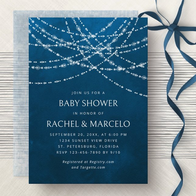 Par Baby Shower String Ljus Blue Inbjudningar (Skapare uppladdad)