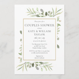 Par Baby Shower Watercolor Greenery Inbjudningar