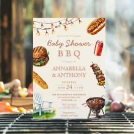 Par babydusch BBQ-grillsommar Inbjudningar