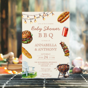 Par babydusch BBQ-grillsommar Inbjudningar