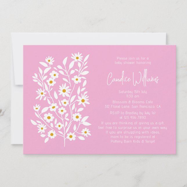 Par Babykläder för modern Rosa Blommigt  Inbjudningar (Framsida)