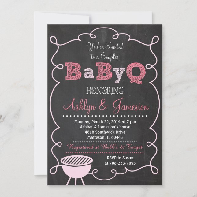 Par BabyQ BBQ Baby Shower-inbjudan Inbjudningar (Framsida)