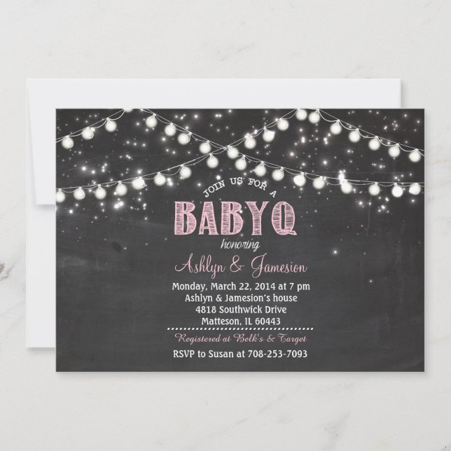 Par BabyQ BBQ Baby Shower LightsCall Inbjudningar (Framsida)