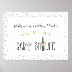 Par Babyshower   Välkomstskylt för Happy Hour Poster