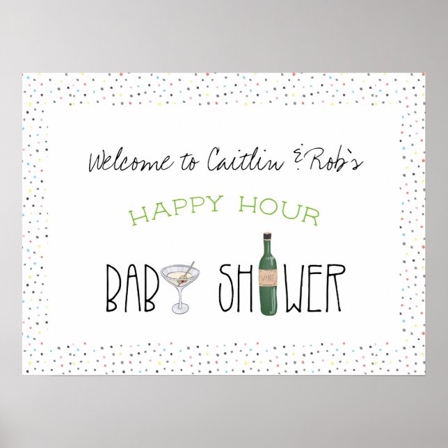Par Babyshower | Välkomstskylt för Happy Hour Poster (Framsidan)