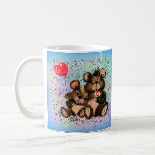 Par Bear med Heart Balloon Mugg Gift (Vänster)