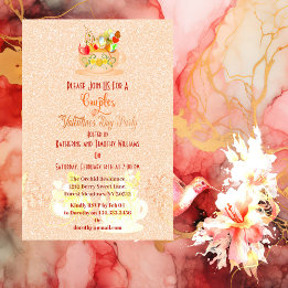 Par Blommigt Hearts Tekopp Valentines day Party Inbjudningar