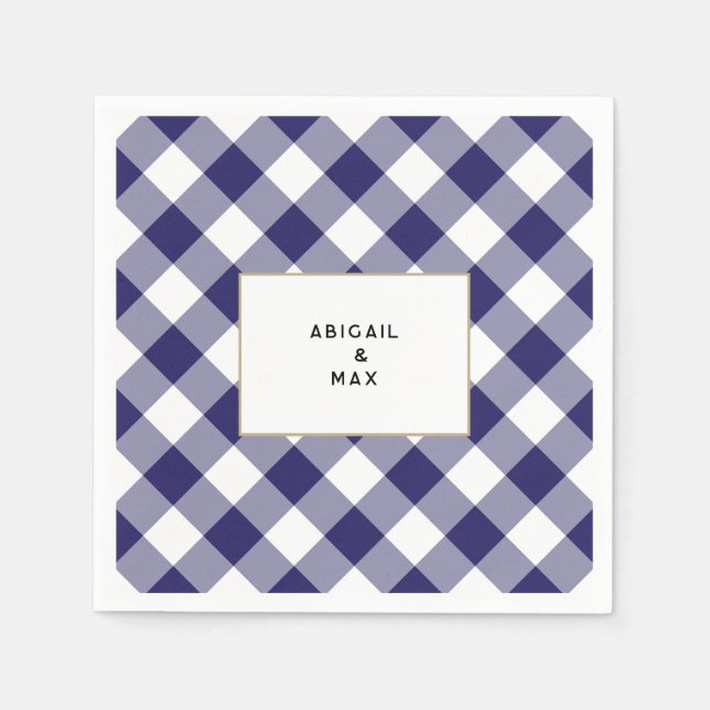 Par Blue Gingham Par Shower Cocktail Pappersservett (Framsidan)
