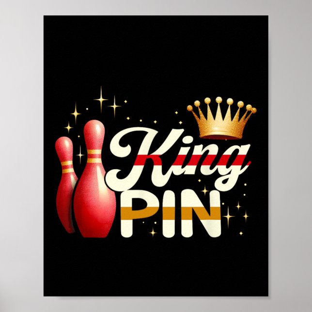 Par Bowlareare League Bowling Kung Pin Wearing Cro Poster (Framsidan)