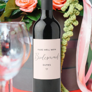 Par bra med Bridesmaid Frieri Kalligrafi Vinflaska Etikett