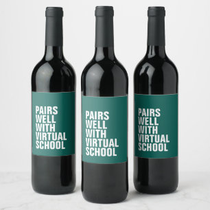 Par bra med virtuell skoletikett vin vinflaska etikett