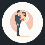 par Bröllop Sticker Runt Klistermärke<br><div class="desc">En bra illustration av en brud och groom för dina behov av digitala eller fysiska meddelanden.</div>