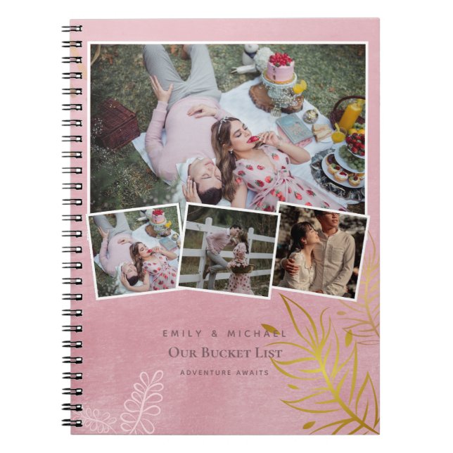 Par BUCKET LIST Photo Collage Newlyed Journal Anteckningsbok (Framsidan)