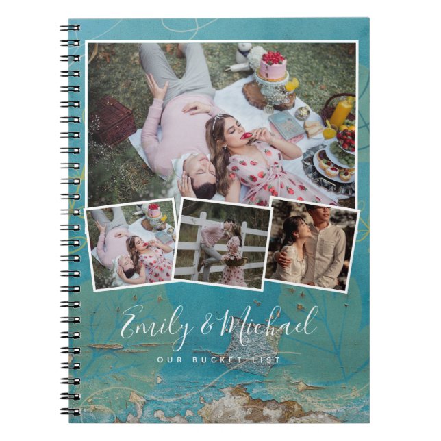 Par BUCKET LIST Photo Collage Newlyed Journal Anteckningsbok (Framsidan)
