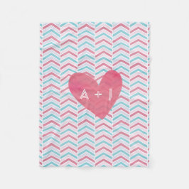 Par Cherry och Blue Faded Chevron Mönster Fleecefilt